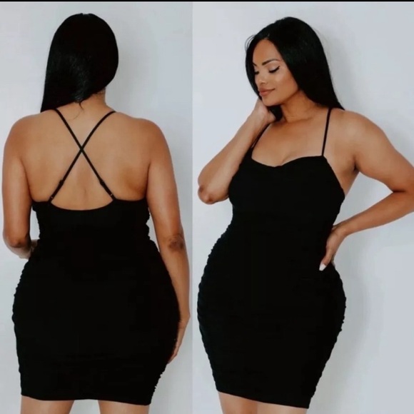 Klassy Network Dresses & Skirts - Klassy Network Mesh Ruched Brami Mini Dress Black Women’s Sz XL NWT